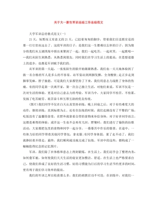 关于大一新生军训总结工作总结范文 