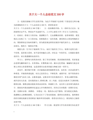 关于大一个人总结范文300字 