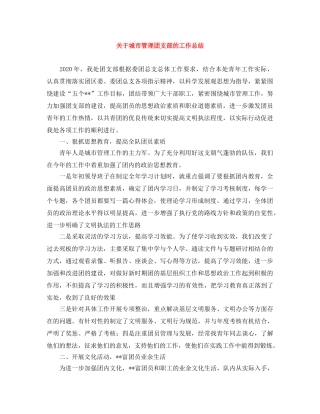 关于城市管理团支部的工作总结 
