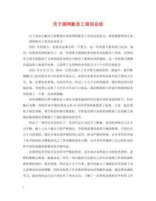 关于国网新员工培训总结 