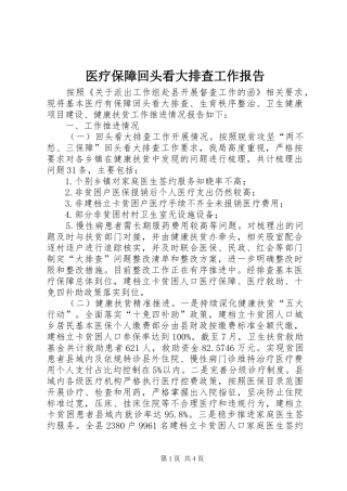 医疗保障回头看大排查工作报告