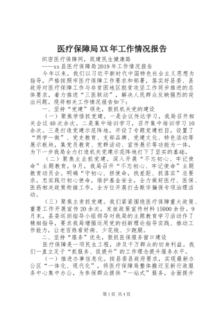 医疗保障局XX年工作情况报告
