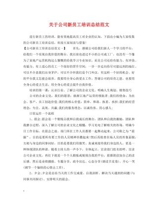 关于公司新员工培训总结范文 