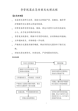导管脱落应急预案及处理流程