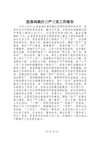 医保局践行三严三实工作报告