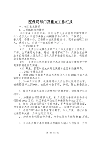 医保局部门及重点工作汇报