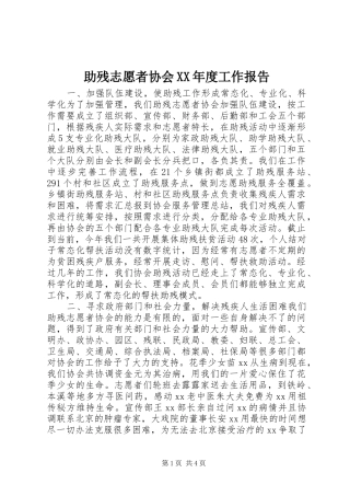 助残志愿者协会XX年度工作报告