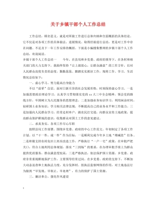 关于乡镇干部个人工作总结 
