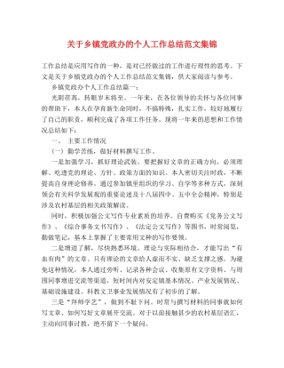 关于乡镇党政办的个人工作总结范文集锦 