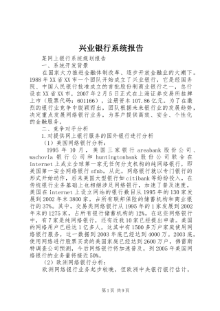兴业银行系统报告