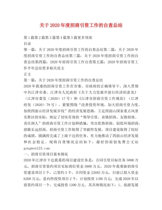 关于2020年度招商引资工作的自查总结 