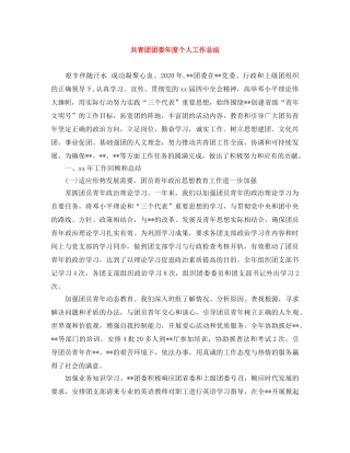 共青团团委年度个人工作总结 