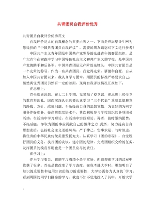 共青团员自我评价优秀 