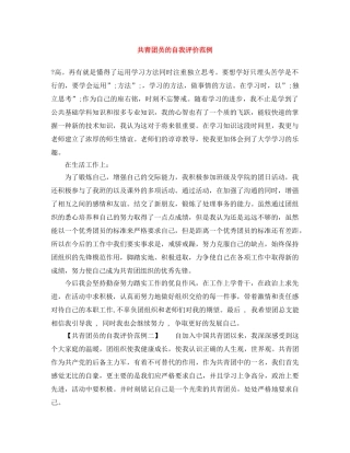 共青团员的自我评价范例 