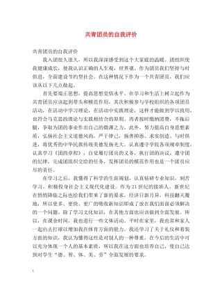 共青团员的自我评价 