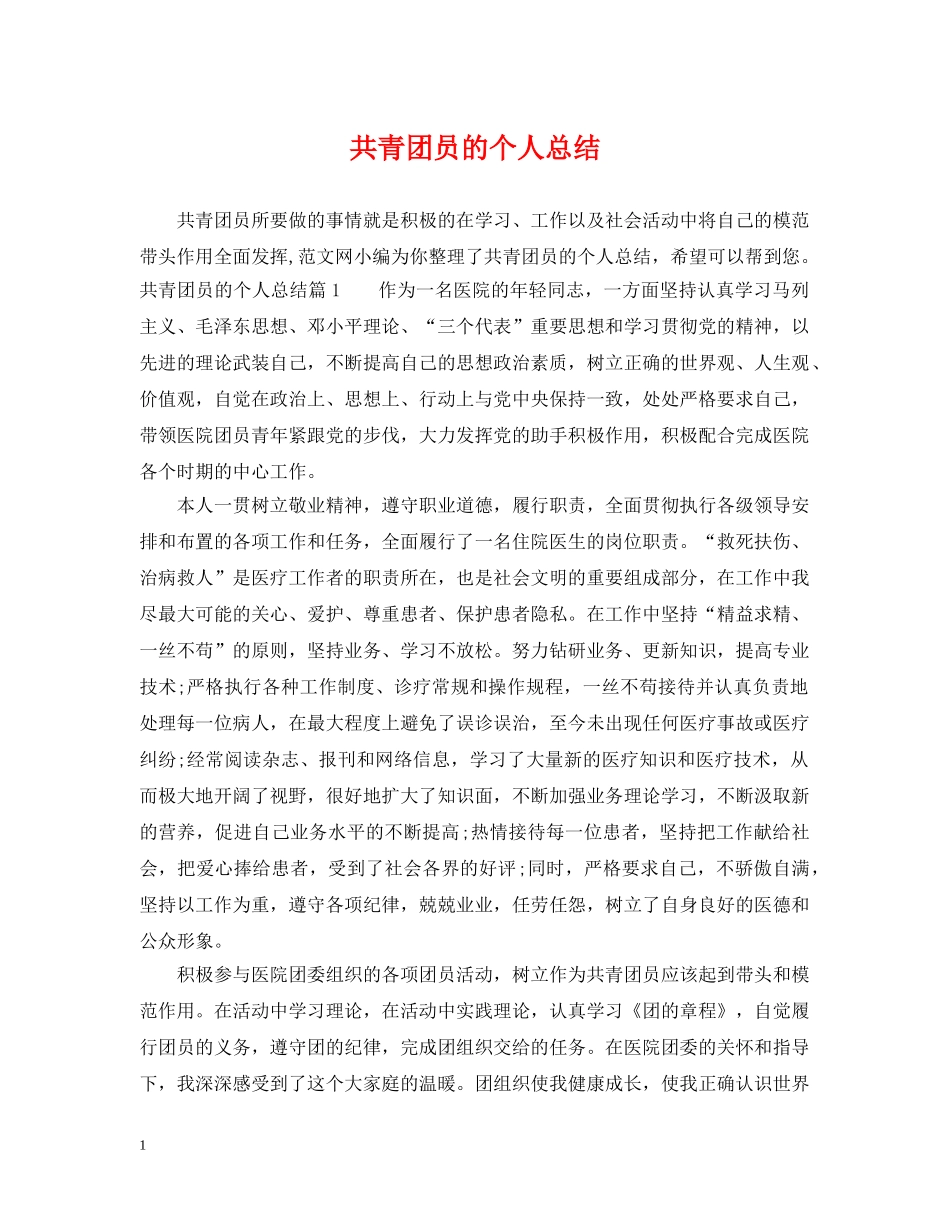 共青团员的个人总结 _第1页