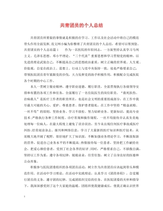 共青团员的个人总结 