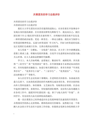 共青团员的学习自我评价 