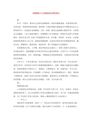 共青团员个人自我总结与评价范文 