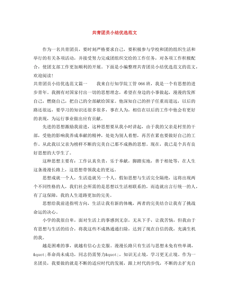 共青团员小结优选范文 _第1页