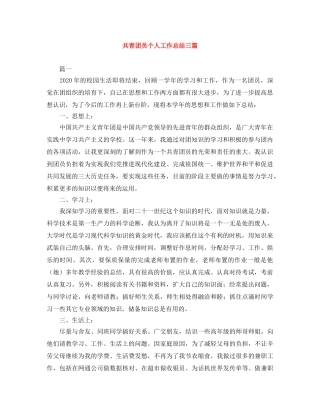 共青团员个人工作总结三篇 