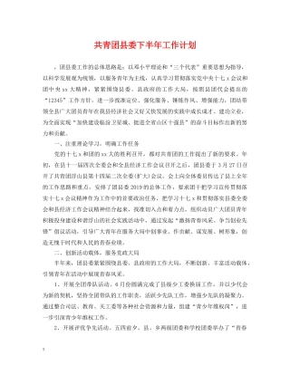 共青团县委下半年工作计划 