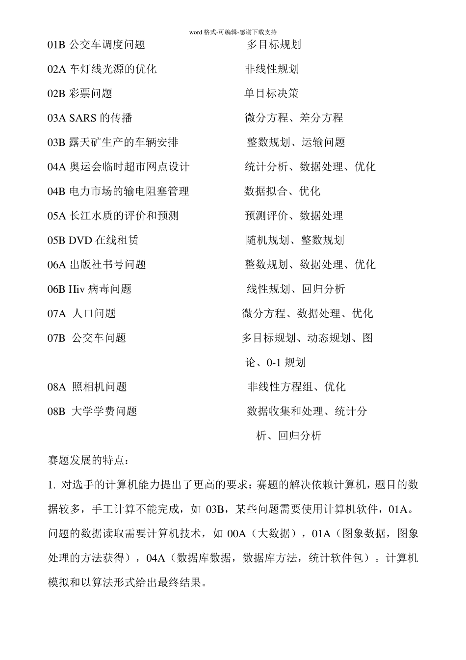 历年全国数学建模试题及解法归纳_第2页