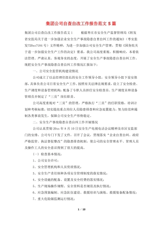 集团公司自查自改工作报告范文5篇