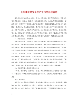 公用事业局安全生产工作的自我总结 