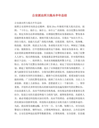公安派出所大练兵半年总结 