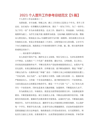 个人晋升工作参考总结范文【5篇】