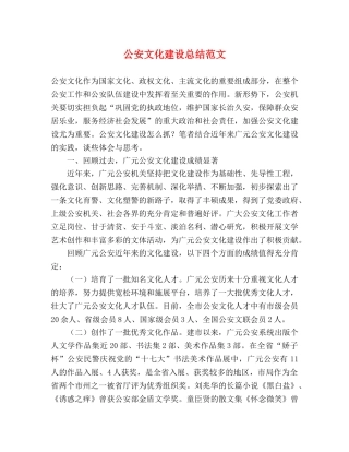 公安文化建设总结范文 