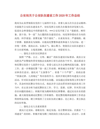 公安局关于公安队伍建设工作2020年工作总结 