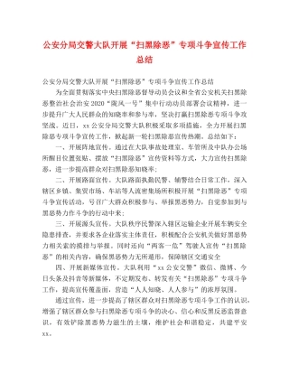 公安分局交警大队开展“扫黑除恶”专项斗争宣传工作总结 (2) 