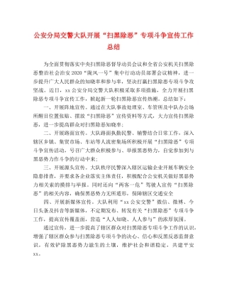 公安分局交警大队开展“扫黑除恶”专项斗争宣传工作总结 