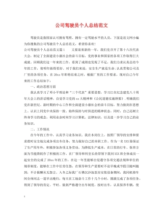 公司驾驶员个人总结范文 