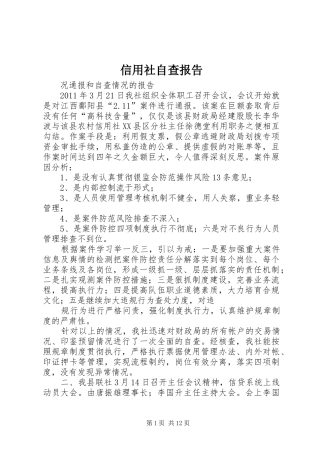 信用社自查报告