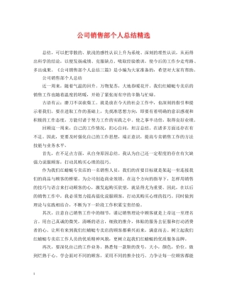 公司销售部个人总结精选 