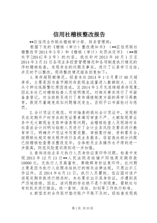 信用社稽核整改报告