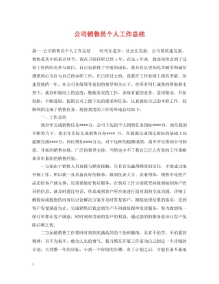 公司销售员个人工作总结 