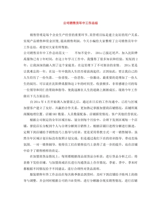 公司销售员年中工作总结 