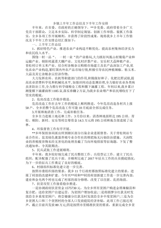 乡镇上半年工作总结及下半年工作安排
