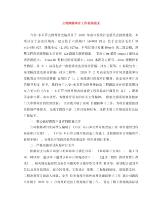 公司跟踪审计工作总结范文 