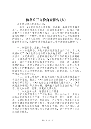 信息公开自检自查报告(乡)