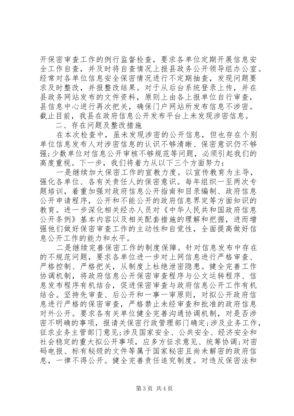 信息公开保密审查工作人民政府自查报告_第3页