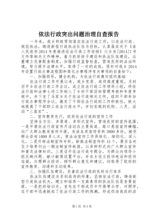 依法行政突出问题治理自查报告