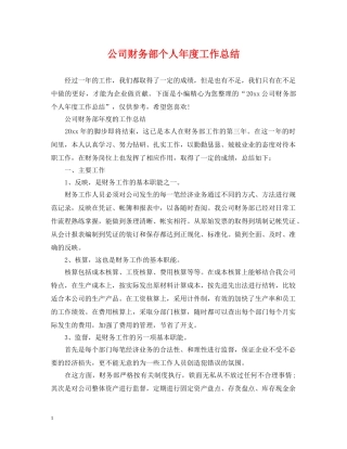 公司财务部个人年度工作总结 