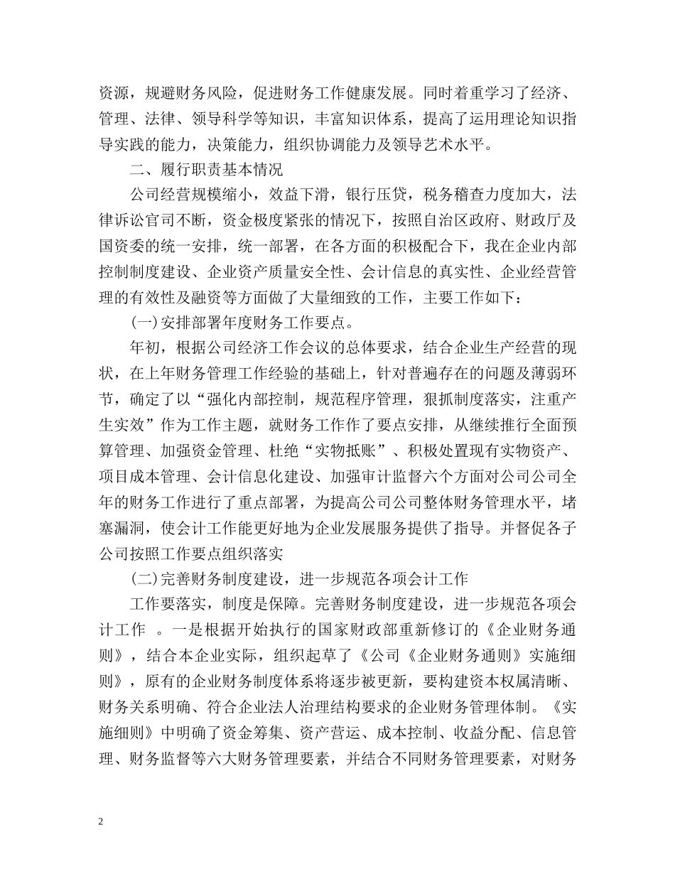 公司财务负责人的个人工作总结 _第2页
