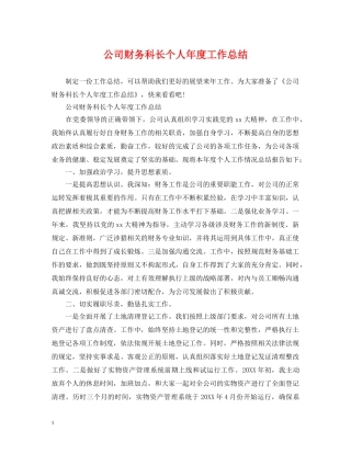 公司财务科长个人年度工作总结 