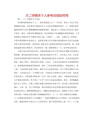 大二学期末个人参考总结怎么写